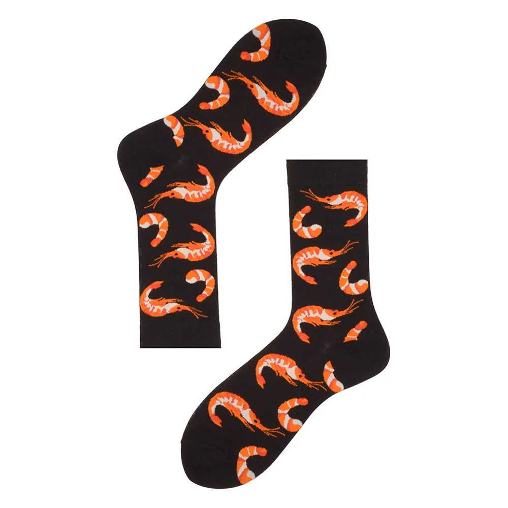 Happy socks customized cotton socks comfortable and breathable ocean series shark shrimp octopus