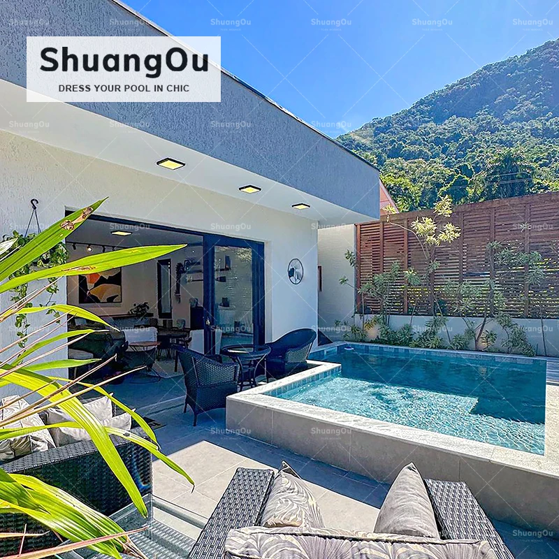 97X97mm Blue Mosaic Swimming Pool Tile Mesh Ceramic Bathroom Spa View Pool Mosaic Porcelain Tiles