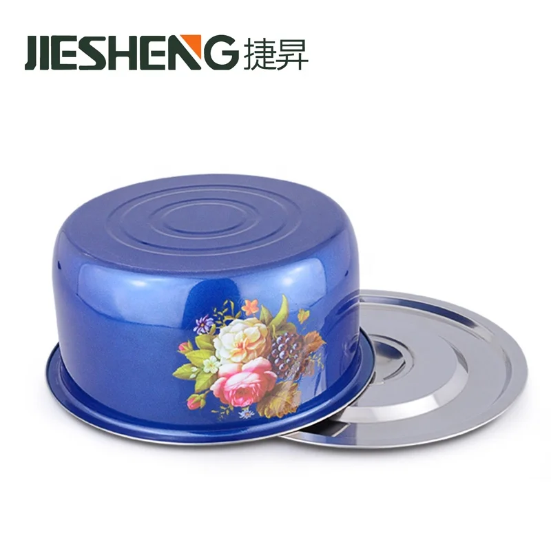 Bulk Sale Kitchen Colorful Flower Print Stainless Steel Biryani Cooking Indian Pot with Lids