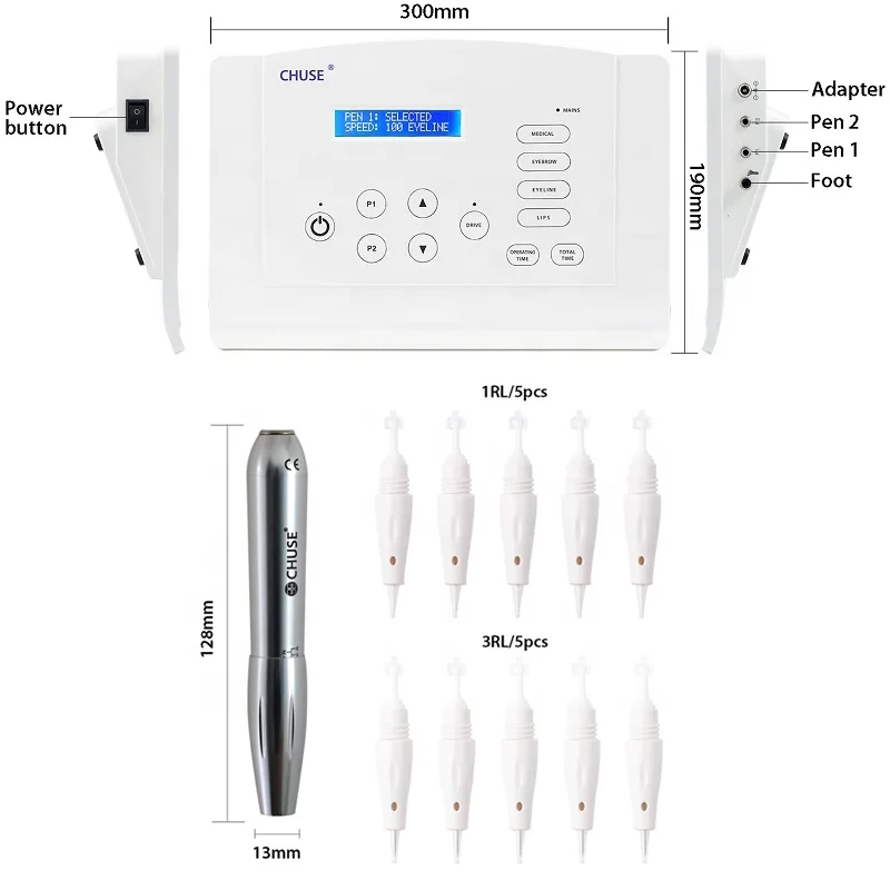 Painless tattoo machine pmu kit CHUSE C5 pro spmu permanent makeup brow eyebrow lip maquinarias tatuar pen gun