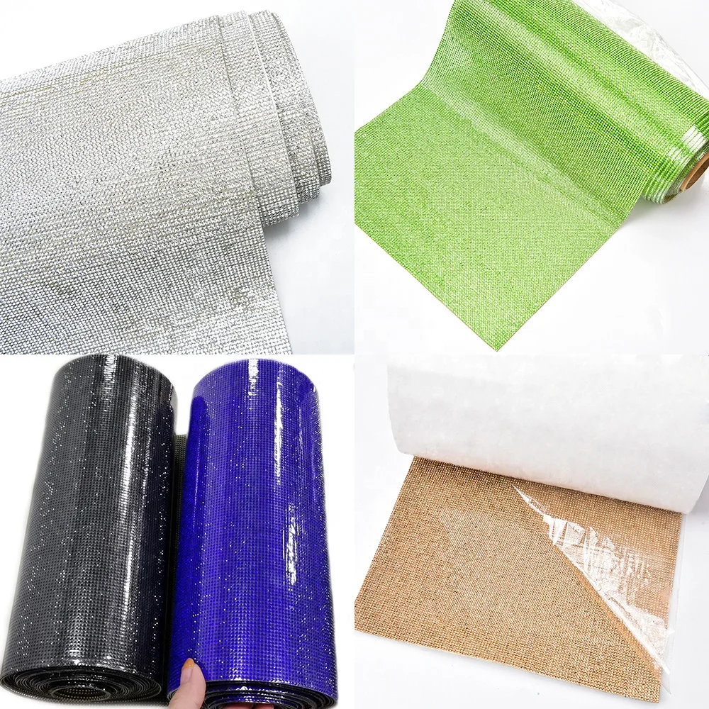 24cm *5 Yards Rhinestone Mesh Sheet 2mm Crystal Trim Banding Diamante Roll Sticker Diy Cars Home Wedding Clothes Decoration