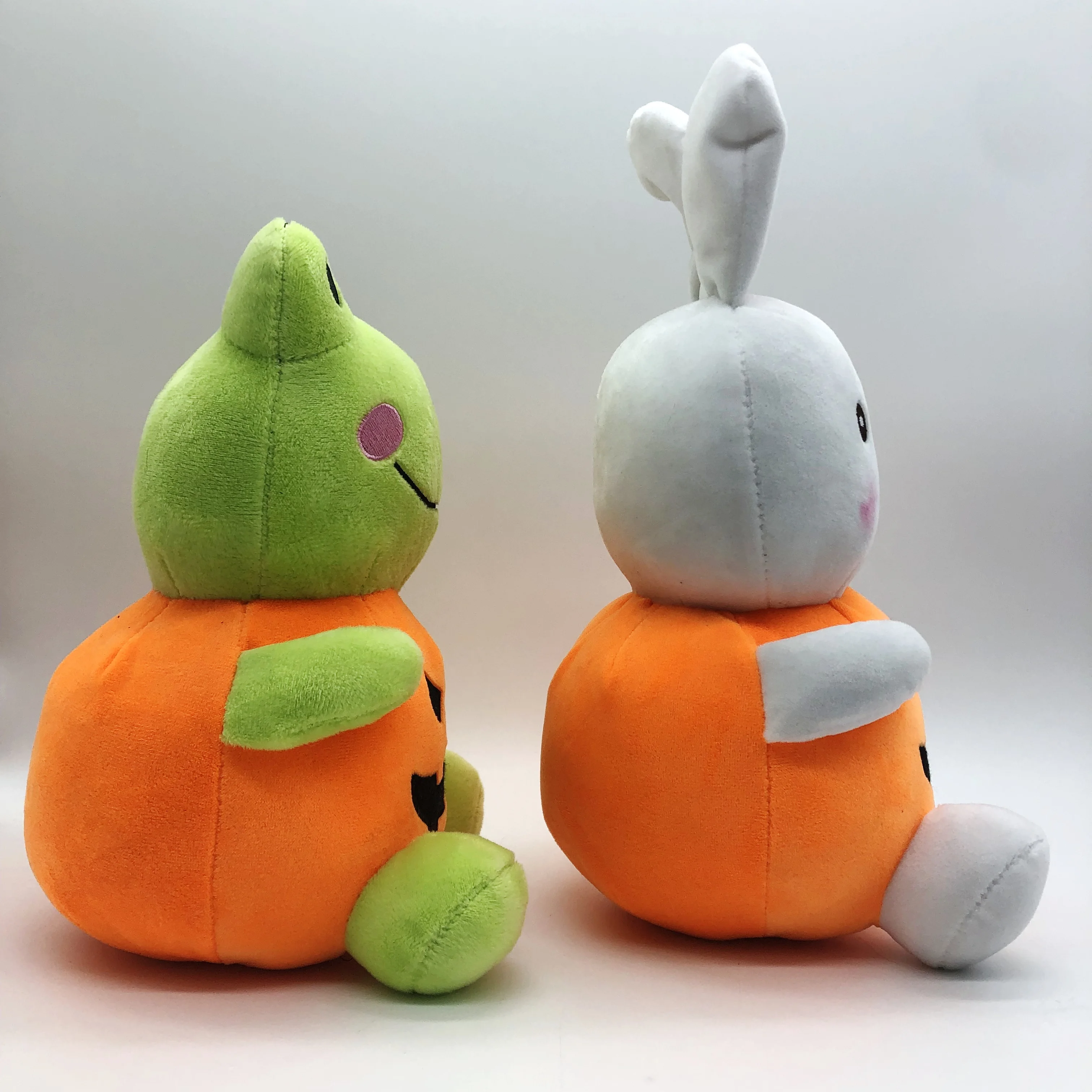 Halloween Bunny & Frog With Pumpkin Dressing Plush Toy Creative Gift Pumpkin Halloween Theme Stuffed Animal Toys