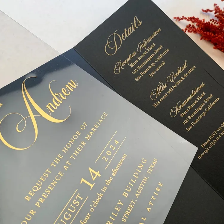 Top Grade Luxury Acrylic Wedding Invitation Card Lucite Acrylic Invitations Card For Weddings