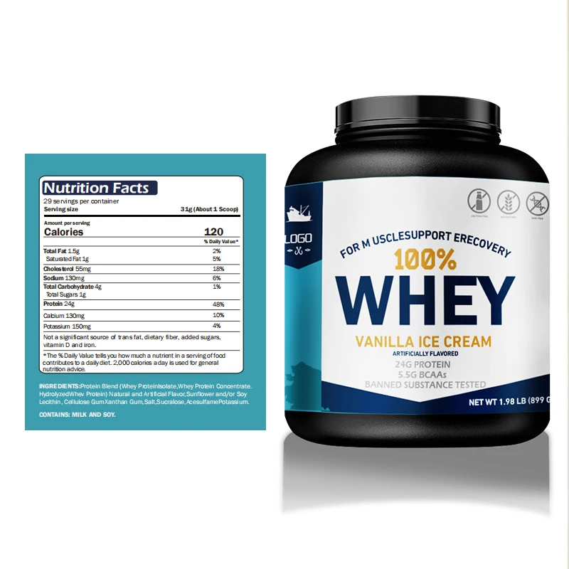 Oem Vanilla Ice Cream flavored High protein Exercise Weight Gain Muscle Supplement Powder