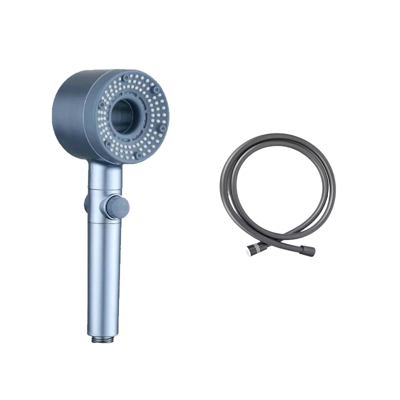 PVC Shower Hose High Pressure Handheld Shower Head With On Off Switch Detachable Shower Head 5 Spray Settings Showerhead