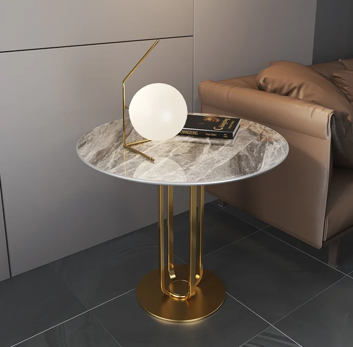 Factory Cheap Price Mesa Base Light Luxury Stainless Steel Granite Plank Side Table Coffee Table For Sale