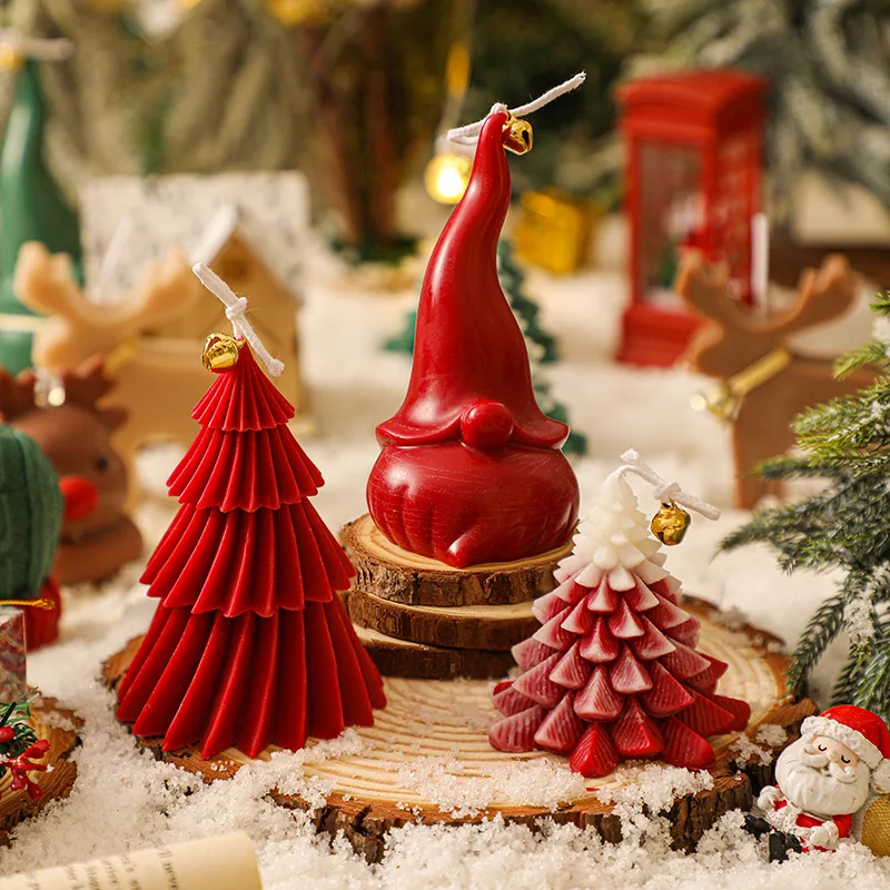 New Year Christmas Present Gift Home Decor 3D Creative Handmade Christmas Tree Soy Wax Aromatherapy Scented Candles