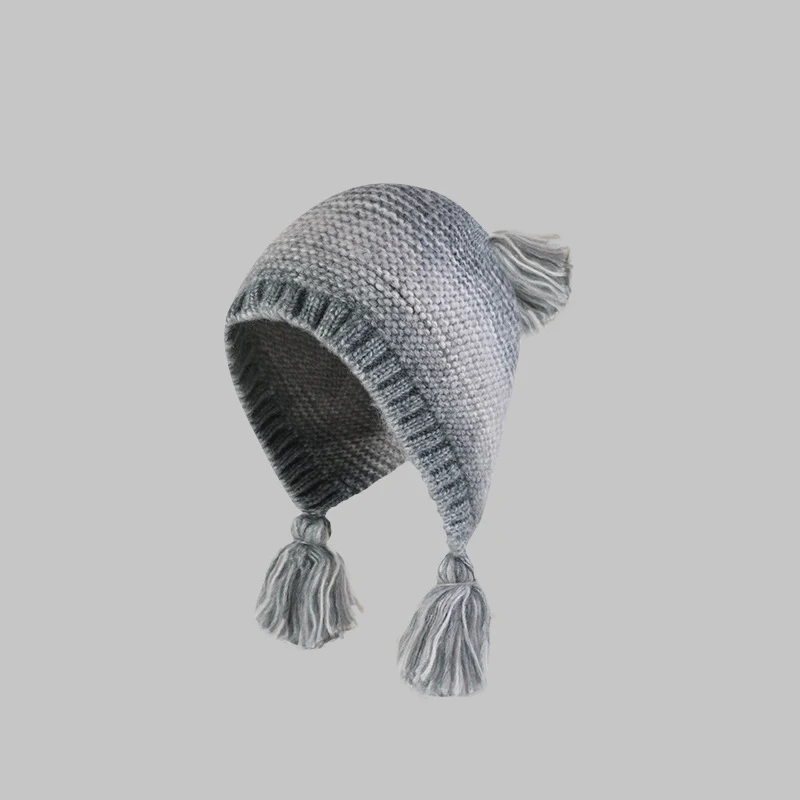 New Fashion 2024 Winter Hats Knit Beanie Soft Warm Fleece Lined Long Ear Straps Snow Ski Cap with Pompom for Women