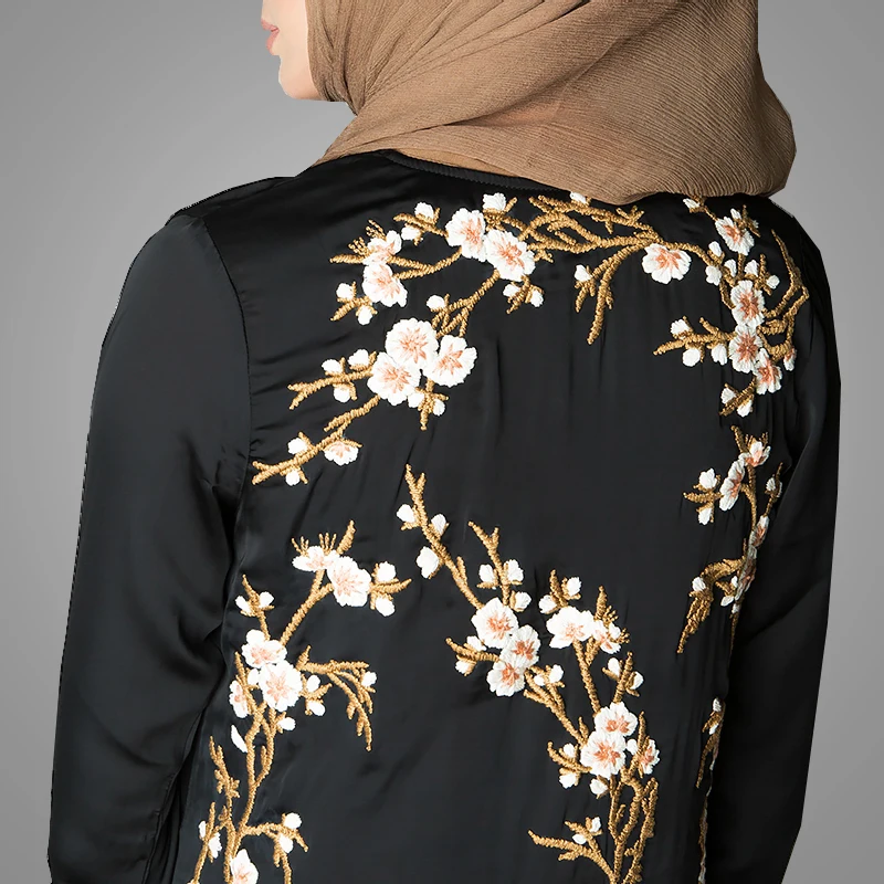Pakistani Burqa Designs Latest Fashion Cardigan Embroidered Open Kimono Abaya Black Muslim Islamic  Long Clothes For Ladies
