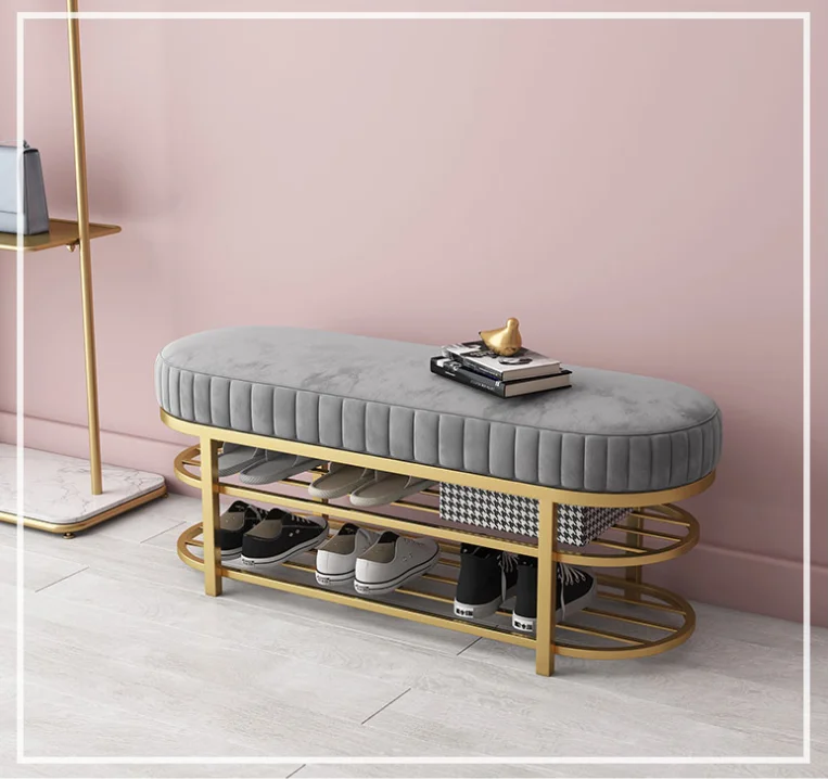 Nordic minimalist Best quality multi purpose home foot rest stool shoe rack