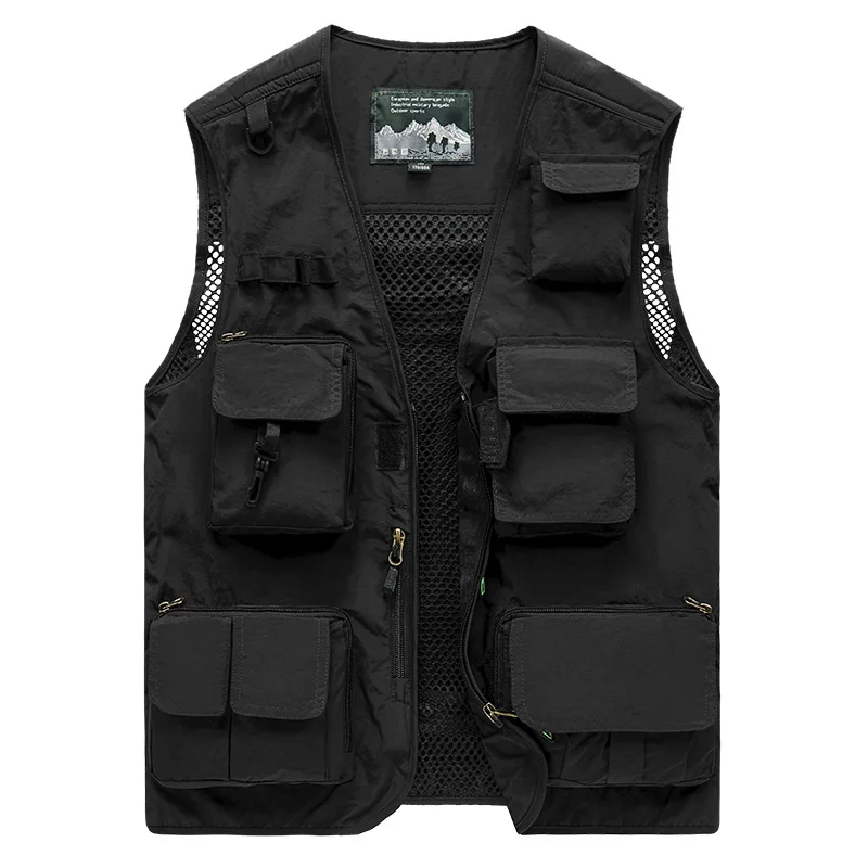 Men Photographer  Mesh Cargo Sleeveless Jacket Tool Vest 6XL Multi Pockets Summer Photography  US Tactical Hiking Fishing Vest