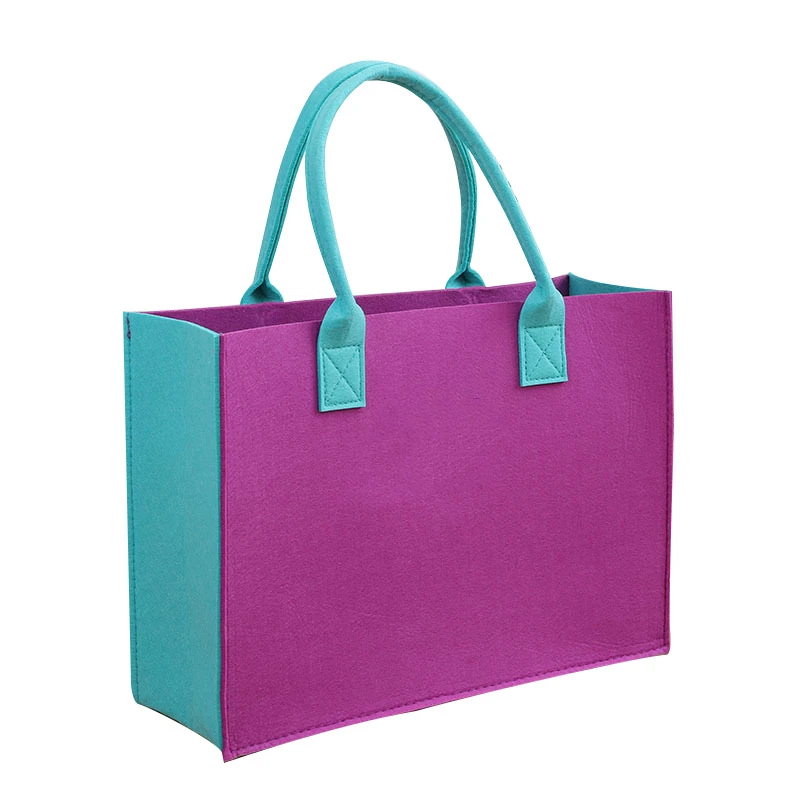 Large capacity colored wool felt handbag with logo printing advertising gift felt tote bag manufacturer wholesale