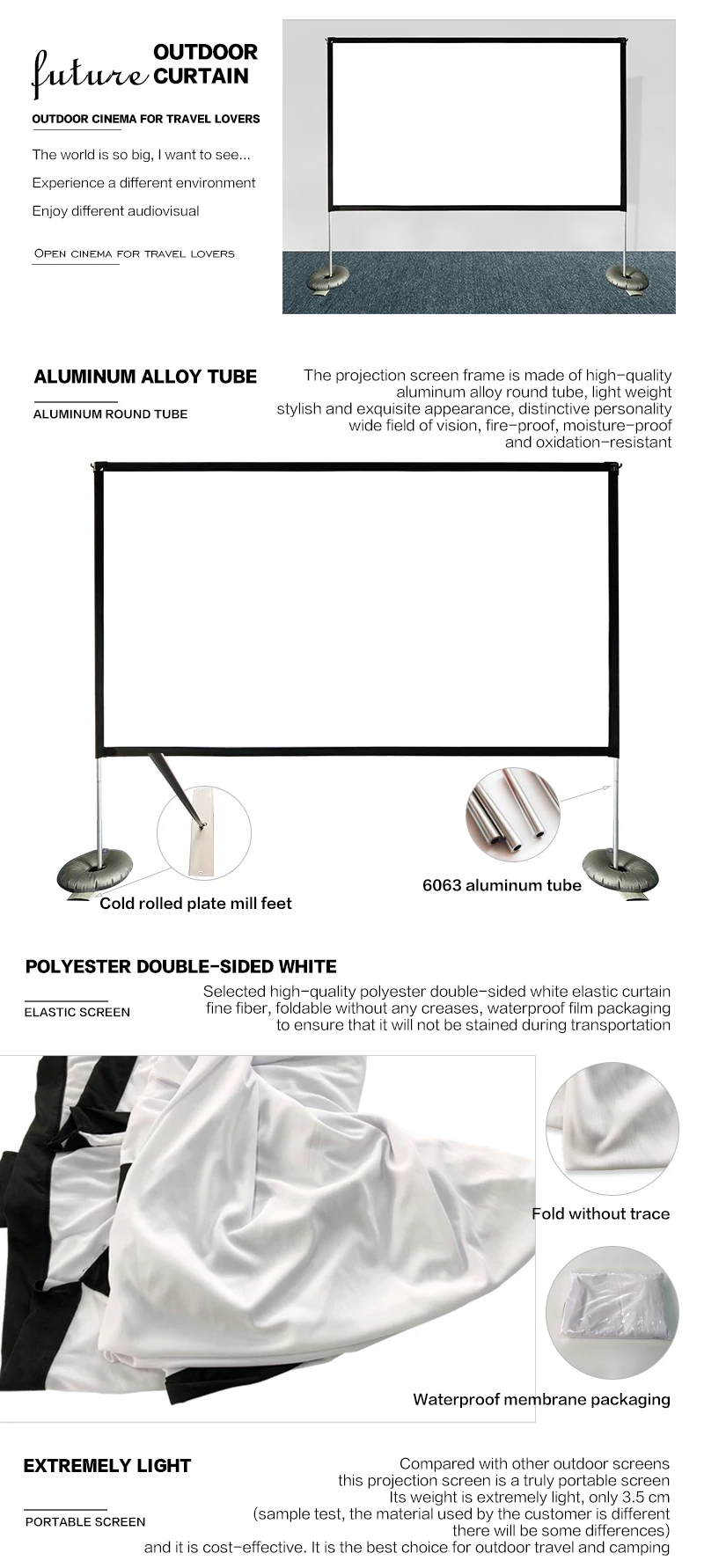 New Arrival 100inch Folding Cinema Double Side Screen Outdoor Movie Projection Screen Portable Simple Tripod Projection Screen