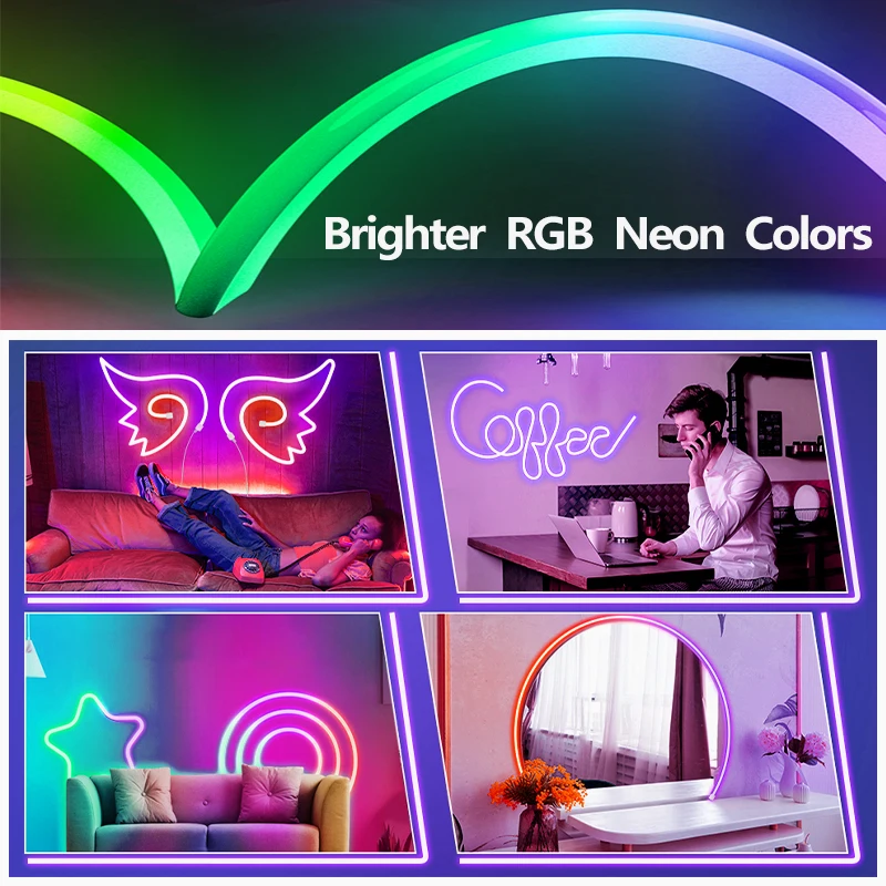 LEDEAST HX-W06 DC24V RGB 5m 10m Tuya APP Smart Remote Music Control Personalized Flex Silicone LED Neon Light for Living Room