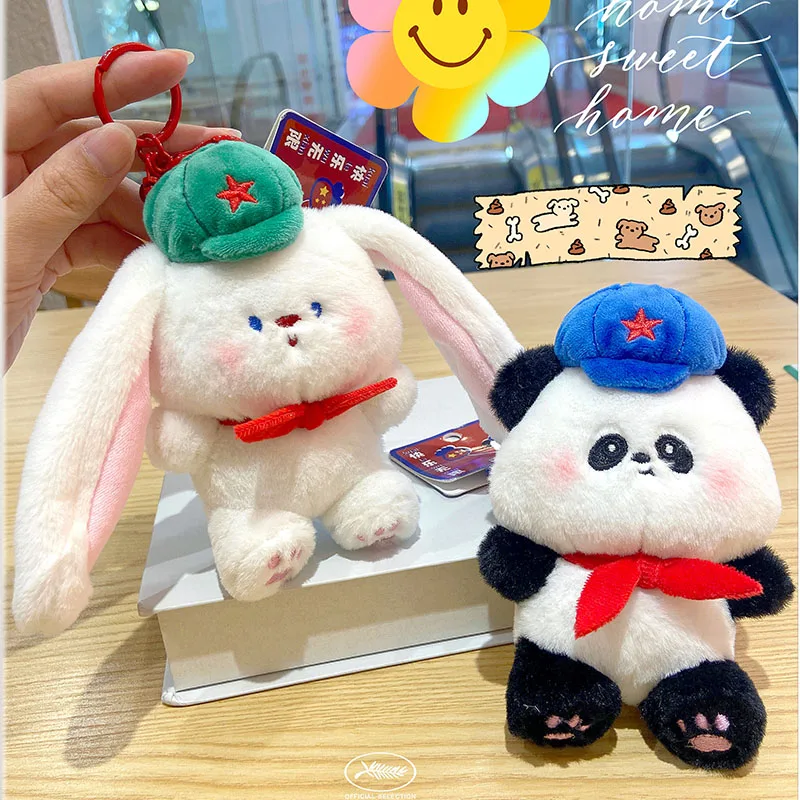 Customized New Plush Toy Backpack Hanger Key Chain Panda Rabbit Doll High Quality Embroidered Key Chain