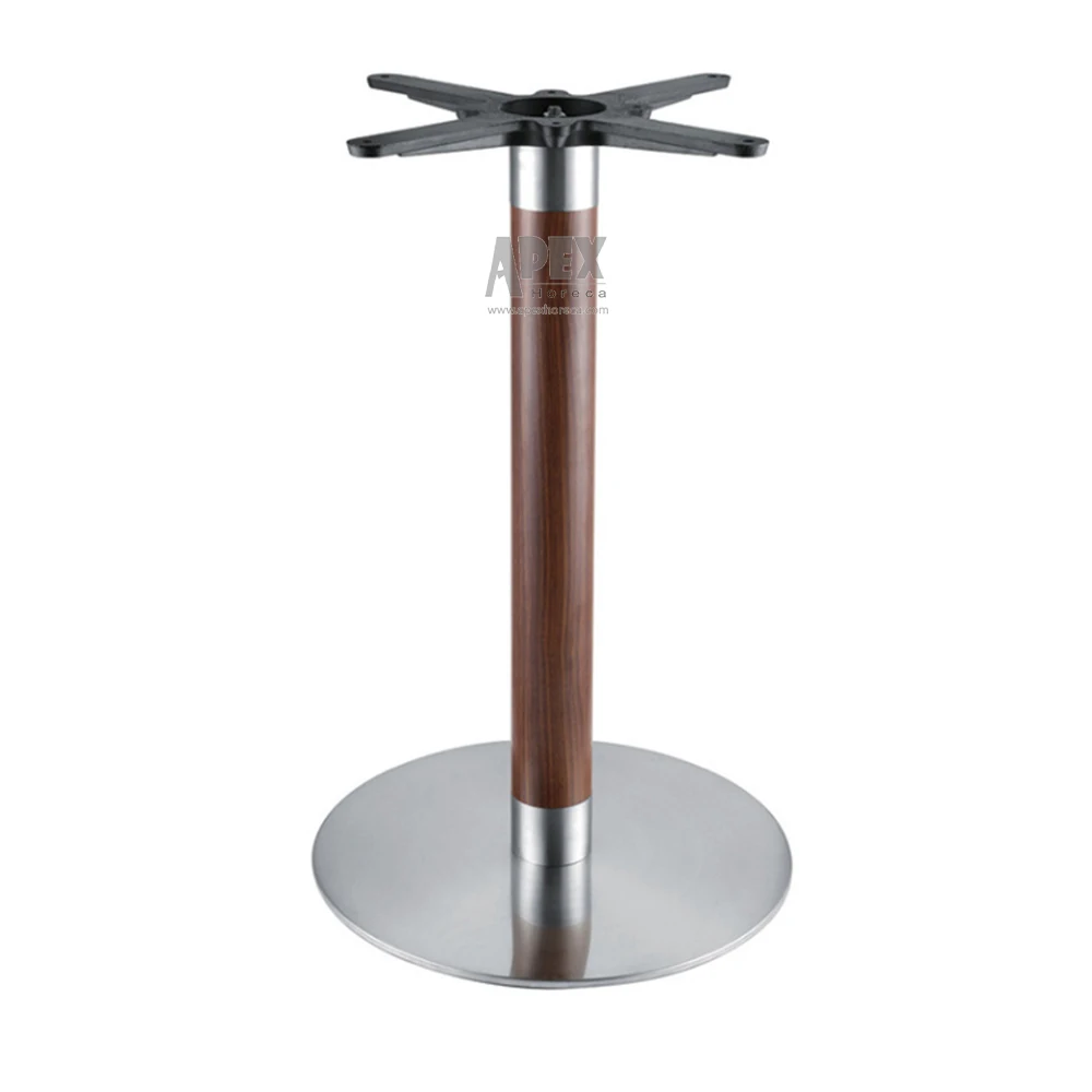 Furniture accessories modern industrial round stainless steel wood finishing design customized table base