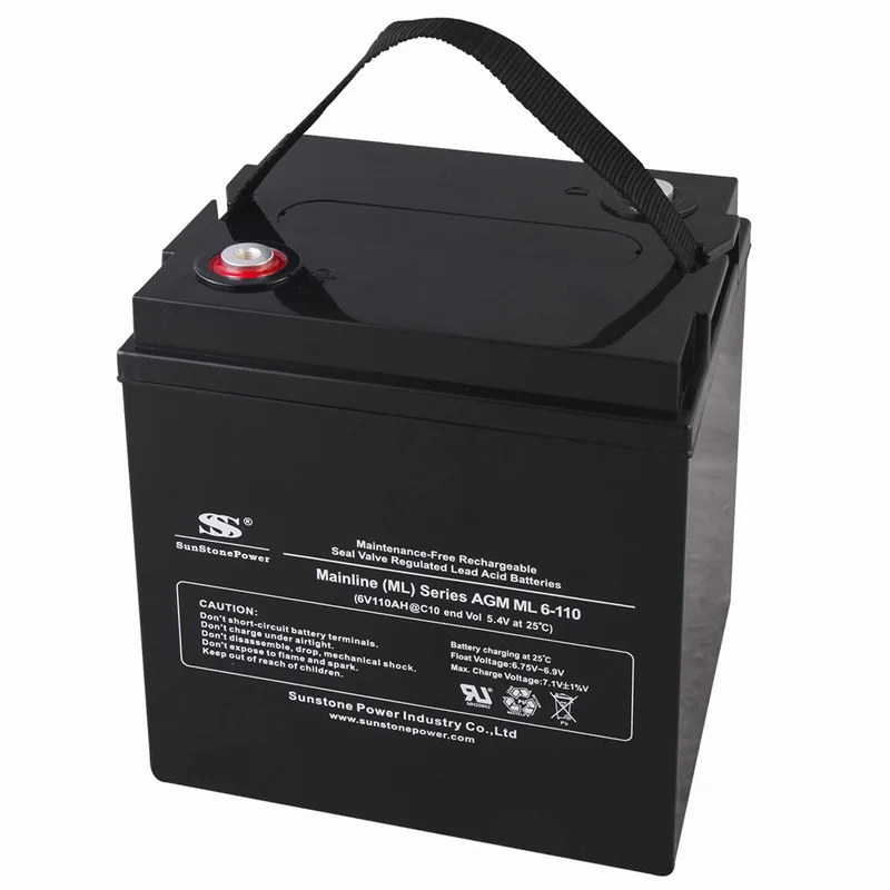 Sunstone 6V 110AH AGM Battery Deep Cycle Storage Rechargeable Maintenance Free Factory Price Solar Inverter Battery