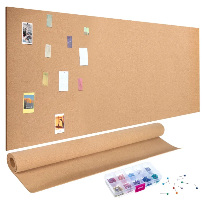 Multicolor 500 Push Pins Home Office Wall Murals Thick Brown Cork Board Roll Bulletin Board Corkboard Photo Board Home Office