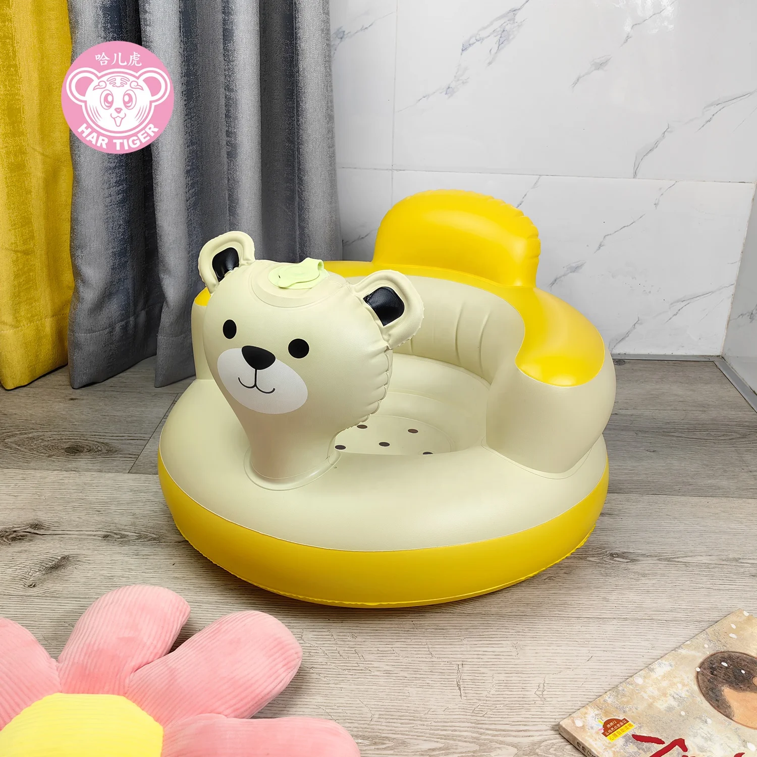 New Portable Cute Bear Baby Inflatable Sofa For Learning Eating Dinner PVC Inflatable Baby Sofa