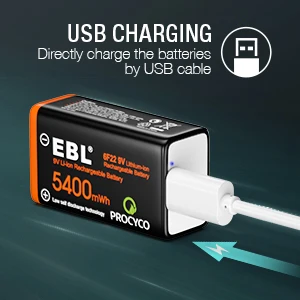 EBL Rechargeable Battery 600Mah Usb 9v Battery Rechargeable Led Light Rechargeable Batteries Usb