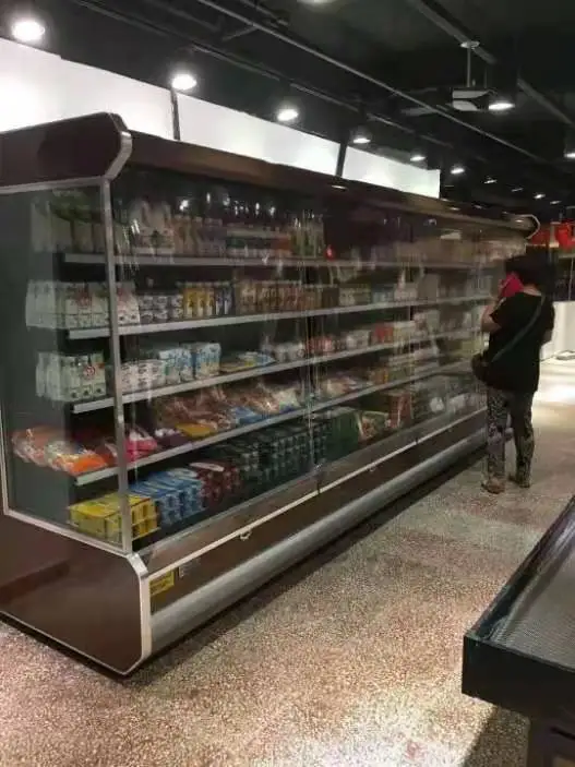 Изготовленный На Заказ Холодильный витринный шкаф Открытый охладитель для супермаркета