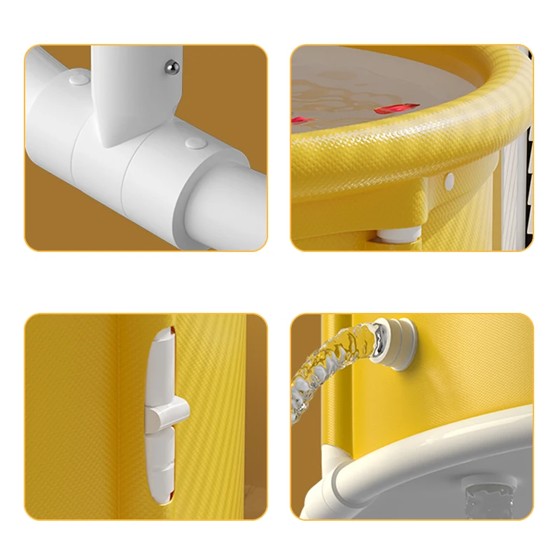 In Stock Floatable Shower Bath Portable Folding Spa Bath Tube Fibreboard Round Shape Custom Logo Floatable Shower Bath For Adult