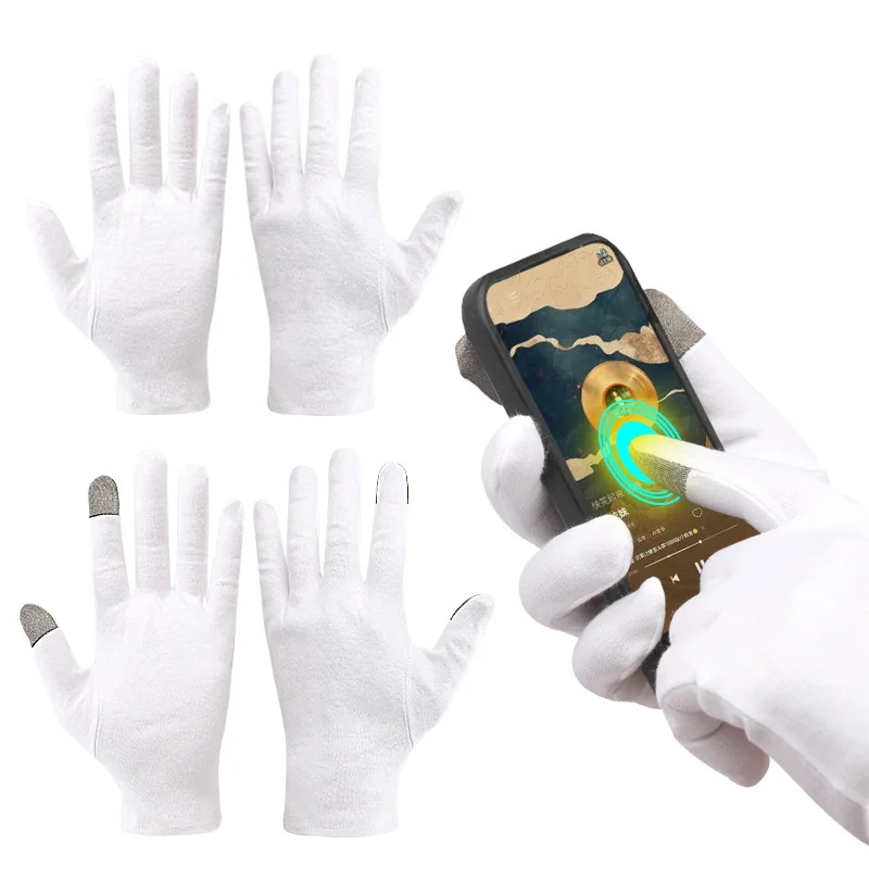 White 100% Premium Cotton Gloves Welcome Etiquette Pure Cotton Work White Gloves Two-finge Hands Touch Screen Gloves