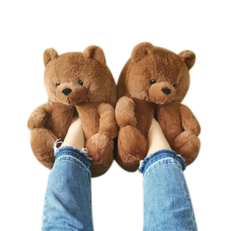 OXGIFT Wholesale kids plush teddy bear slipper shoes for women