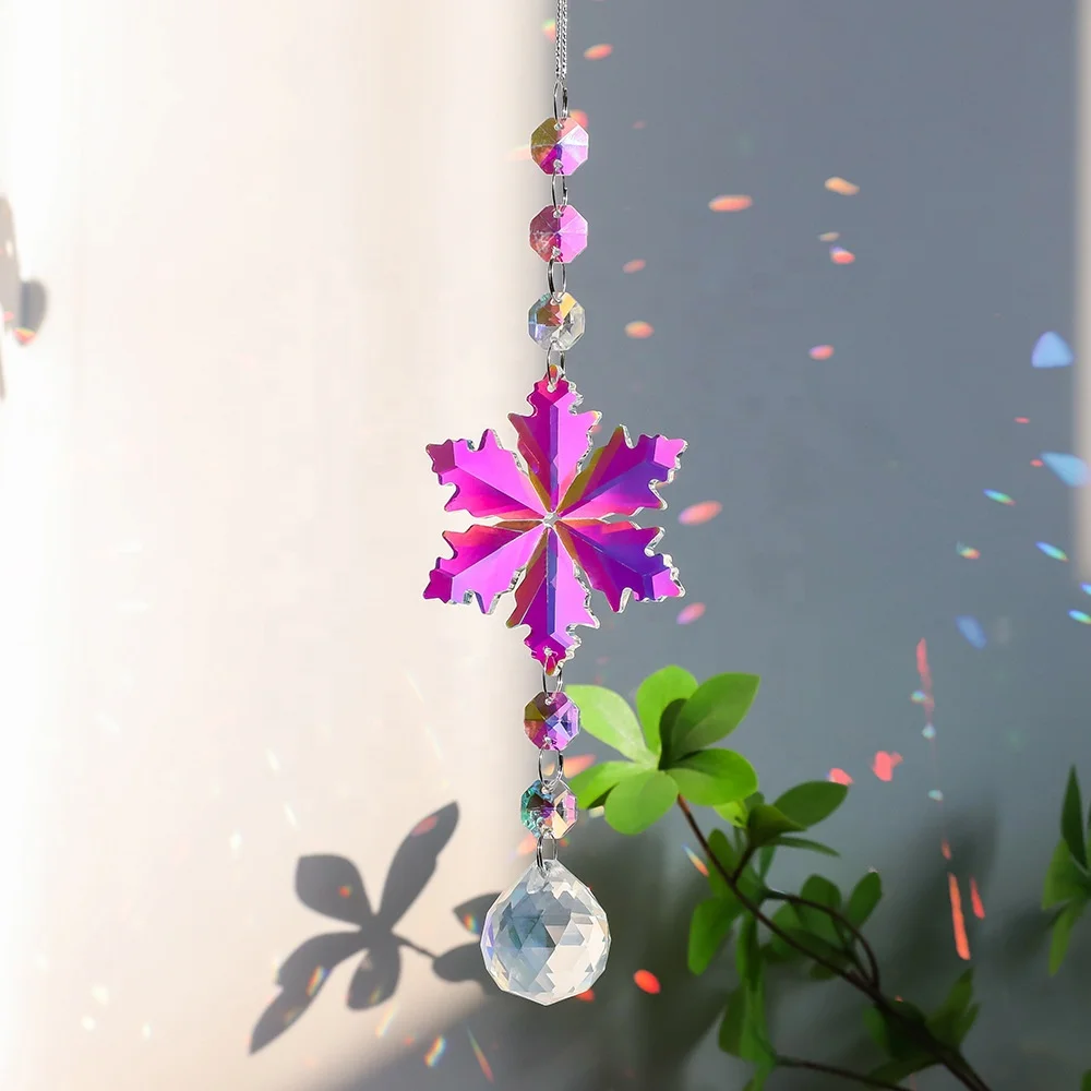 Popular Crystal Snowflake crystal decor and suncatcher Christmas tree hanging pendant suncatcher crystal prism gifts supplies