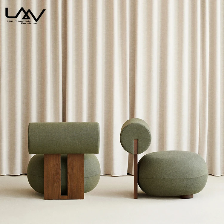 Modern Nordic Design Hotel Leisure Chair Furniture Living Room Single Sofa Chair Fabric With Wooden Frame Accent Chair