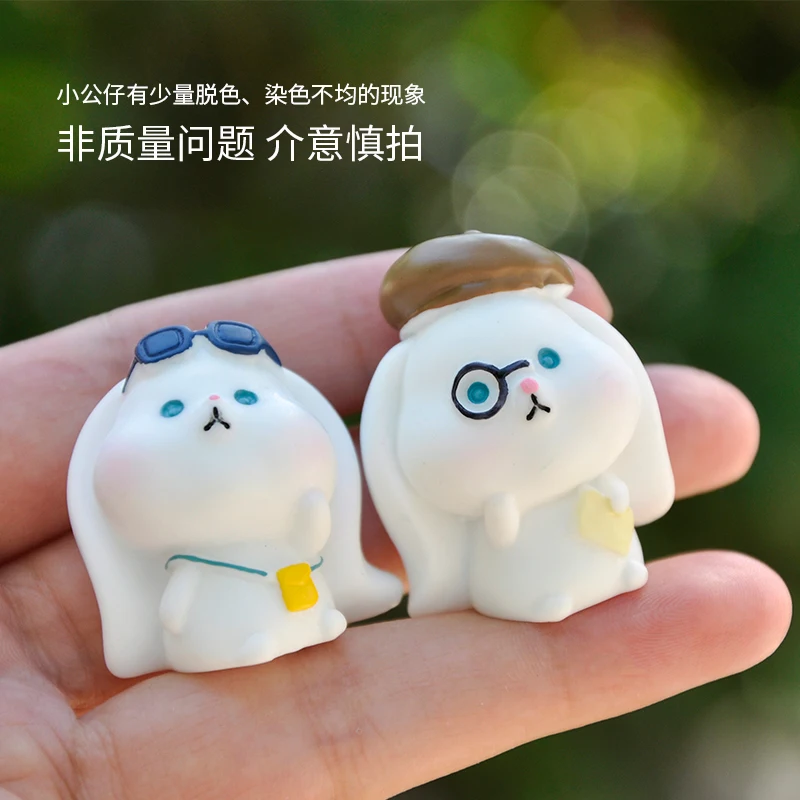 Cute Rabbit Lovely Simulation Animal Resin Model Action Figure DIY Decoration Miniature Action Figures Toy For Kids Gift