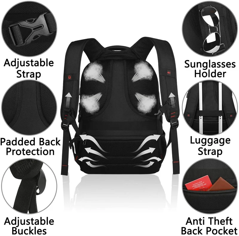 Factory custom nylon backpack large capacity multifunctional laptop backpack usb waterproof travel backpack