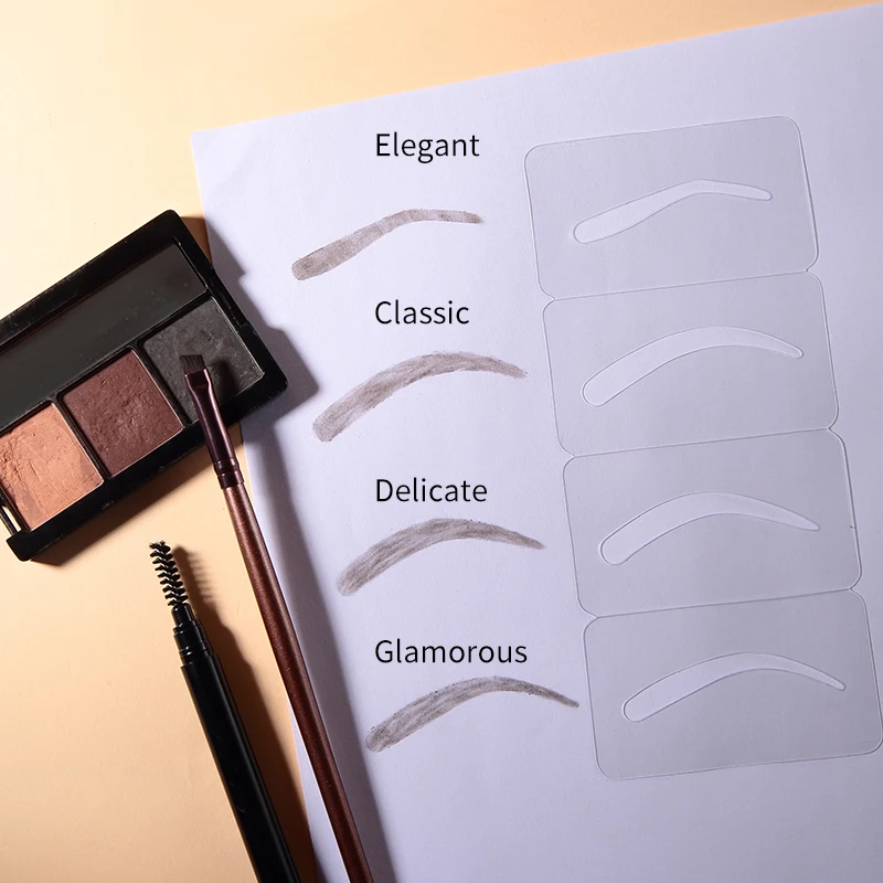 LMLTOP 4 Pcs Eyebrow Stamp And Stencil Kit Factory Price eyebrow Stamp Stencil Beauty Salon Eyebrow Stencils Shaping A0189