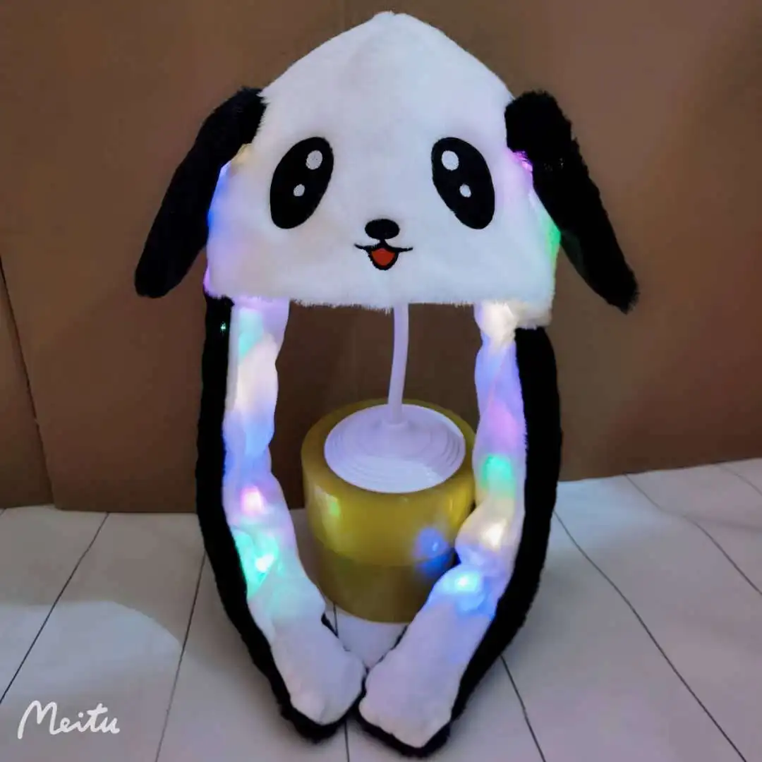 Wholesale Hat Funny Plush LED Light Glowing Moving Ear Hat Flap Cosplay Hat Rabbit Animated Cap Plush Cute Cap