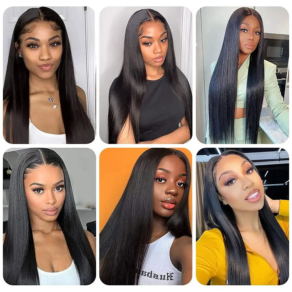 Bleached Knots Virgin Brazilian Hair 13x6 Lace Front Wig Straight HD Lace Frontal Wig Pre-Plucked Human Hair Wig