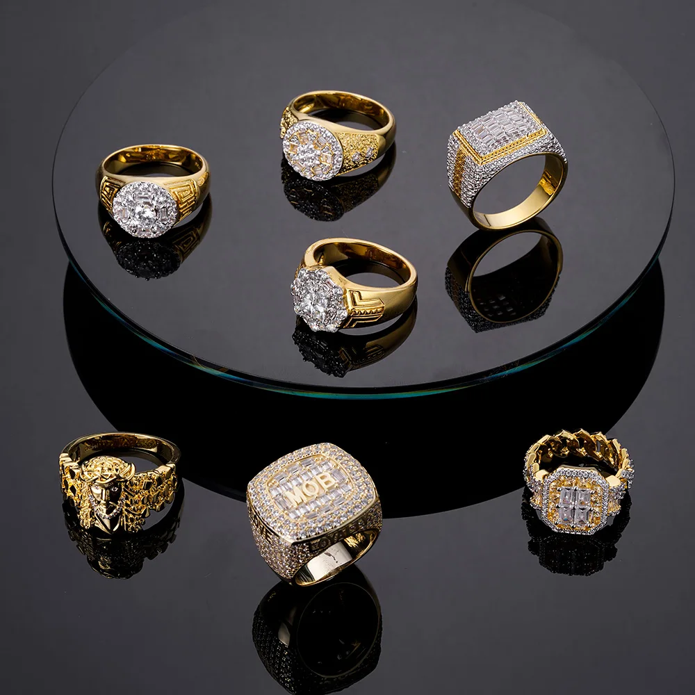 Custom Jewelry Basketball 14K White Gold Iced Out Zircon Baguette Lab Diamond Commemorative Pinky Letter Championsip Ring