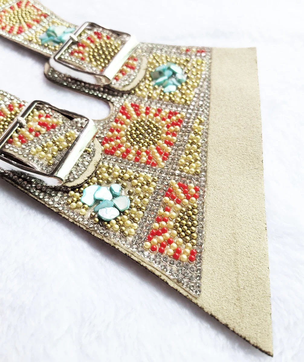 29x13cm Yellow Glass Beads Enlarge Size Shoes Upper Buckle with PU Lining Glue on Sandal Shoes As Decoration Hot Selling