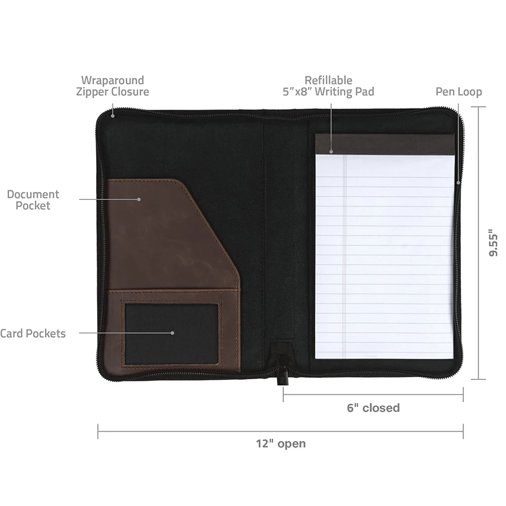Padfolio/Portfolio Binder, Mini Padfolio Portfolio Binder 5 x 8 Legal Writing Pad, A5 Document Organizer Folder