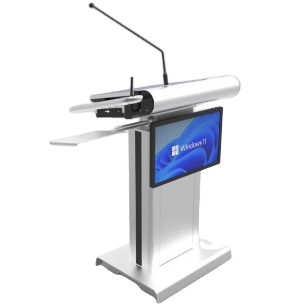 Double-screen Integrated Pulpit; Auditorium Electronic Lectern Stand; Audio Visual System Event Podium