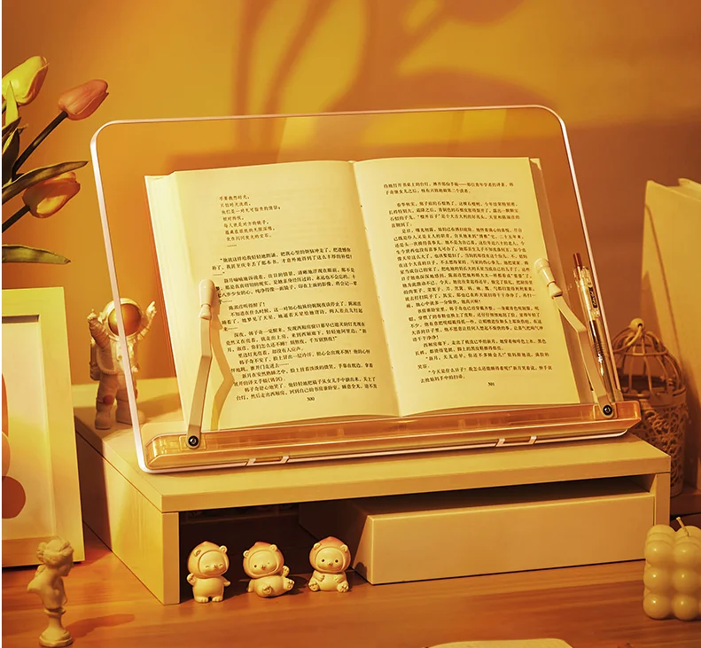 Customized transparent Acrylic Book stand Reading Display stand floding book holder for reading