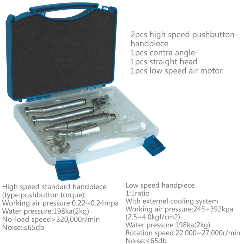 Dental Equipment Handpiece Kit Set With 1 Set Low Speed External Handpiece And 2pcs High Speed Air Turbine Handpiece