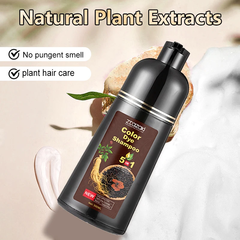 Natural Organic dyeing black hair cream  100% Cover Gray White Hair Color Dye black ginseng color dye shampoo