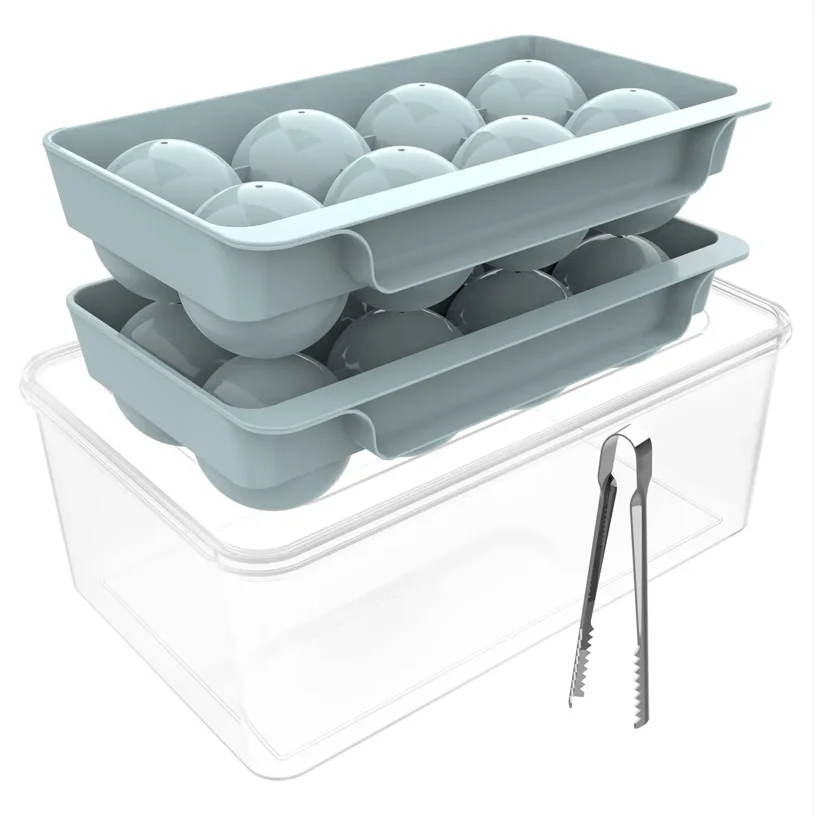 Best-selling Food Safety Grade 3D Round Balls Ice Molds with Lid Easy Release Ice Tray