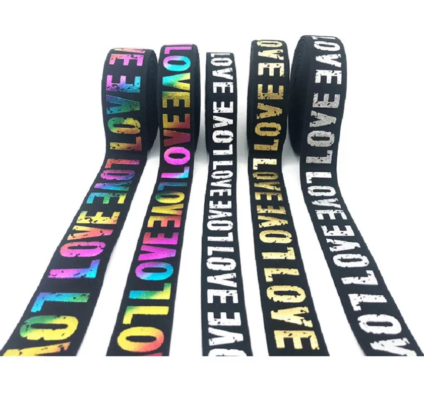 Elastic  printing band  LOVE Rubber Webbing Classic Pattern Letter Love Elastic Belt for Clothing Trousers Sewing Supplies