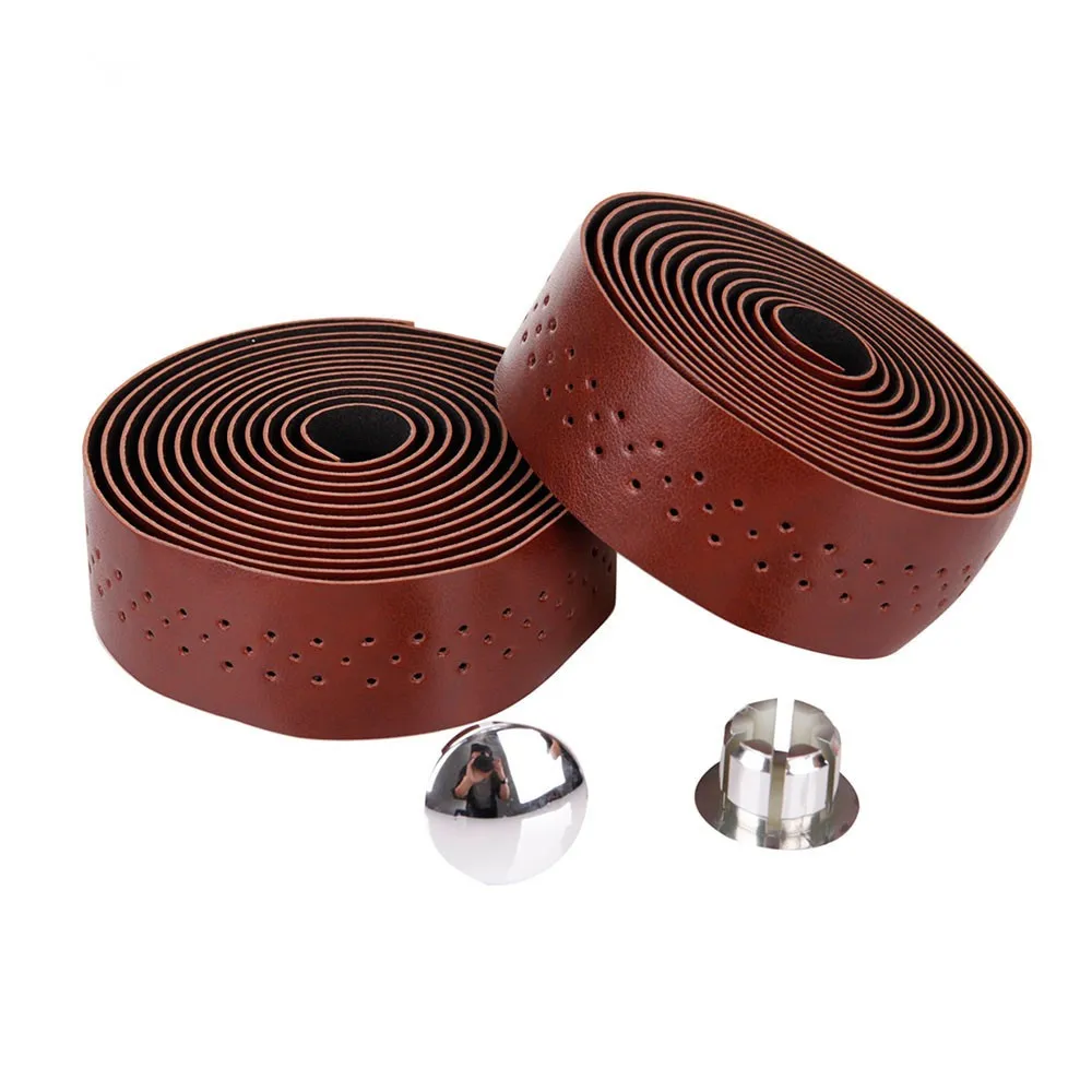 New Retro bicycle Road Bike Sports Cork Handlebar Tape+ 2 Bar plug (Retro Brown) there are holes