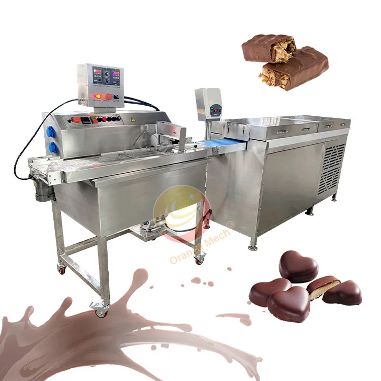 Compound Chocolate Coating Machine Cake Small Melt Chocolate Enrobing Line with Cooling Tunnel
