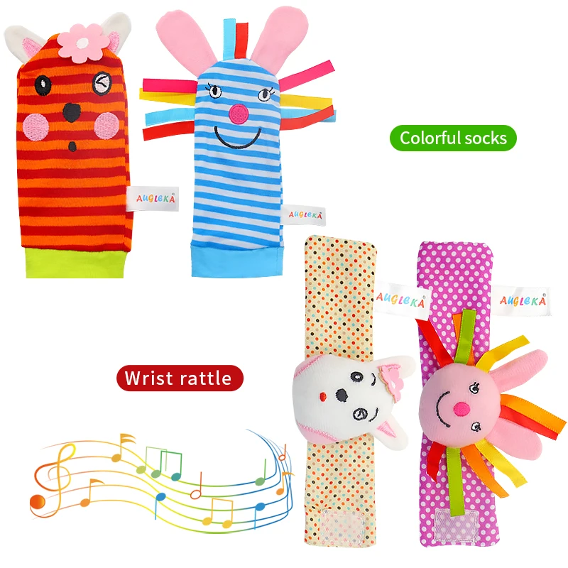 Для маленьких детей «панда» с принтом «обезьяна» носки погремушки игрушки детские погремушки и носки с игрушками-на возраст от 0 до 24 месяцев