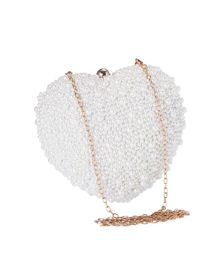 
Womens wedding heart luxury special crystals beaded pearl clutch evening bags 