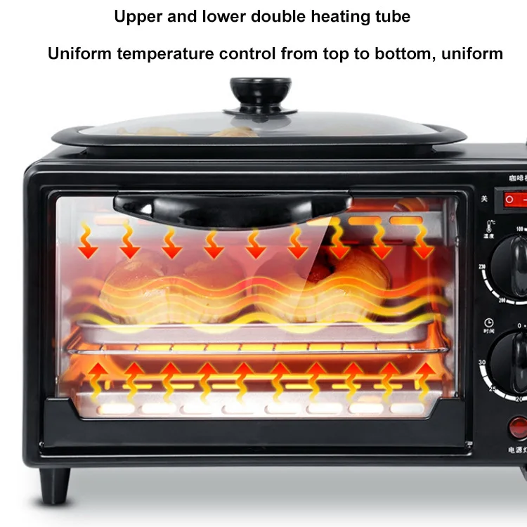 3 In 1 Breakfast Sandwich Maker Timer Electric Non-Stick Oven Breakfast Mmachine Coffee Maker