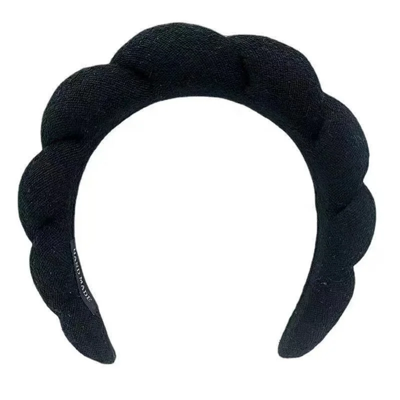 Amazon Hot sale Sponge Spa Headband for Washing Face Wholesale Hair Accessories Girls Plain Fabric Knot Plastic Hair band
